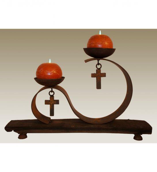 Tequila Barrel Stave Double Candle Holder Tequila Barrel Stave Double Candle Holder