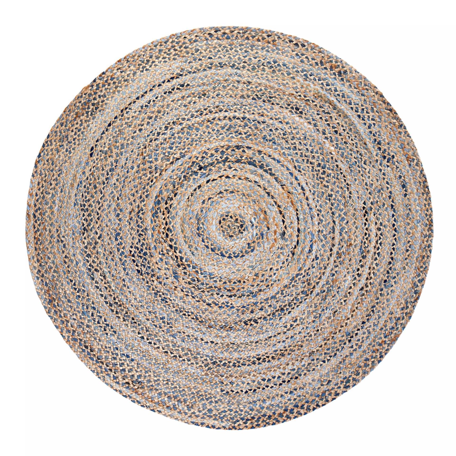 Round Kerala Denim Jute Rug From Eco Friendly Digs Round Kerala Denim Jute Rug From Eco